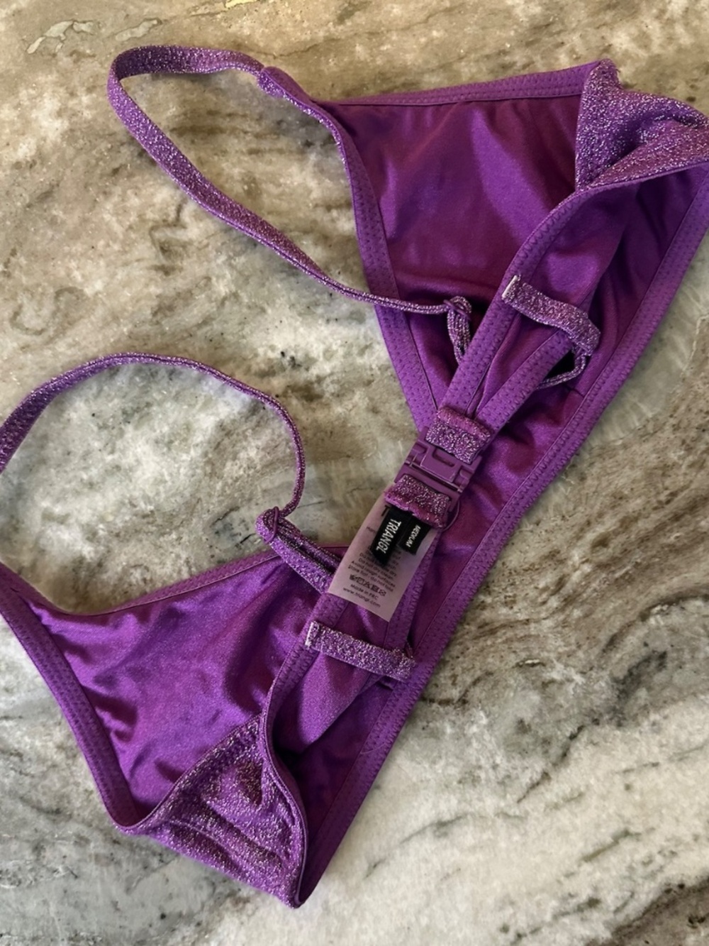 Triangl deep scoop sparkle bikini top Size Medium - Picture 3 of 4